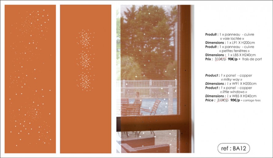 2 panels in copper colour sun screen