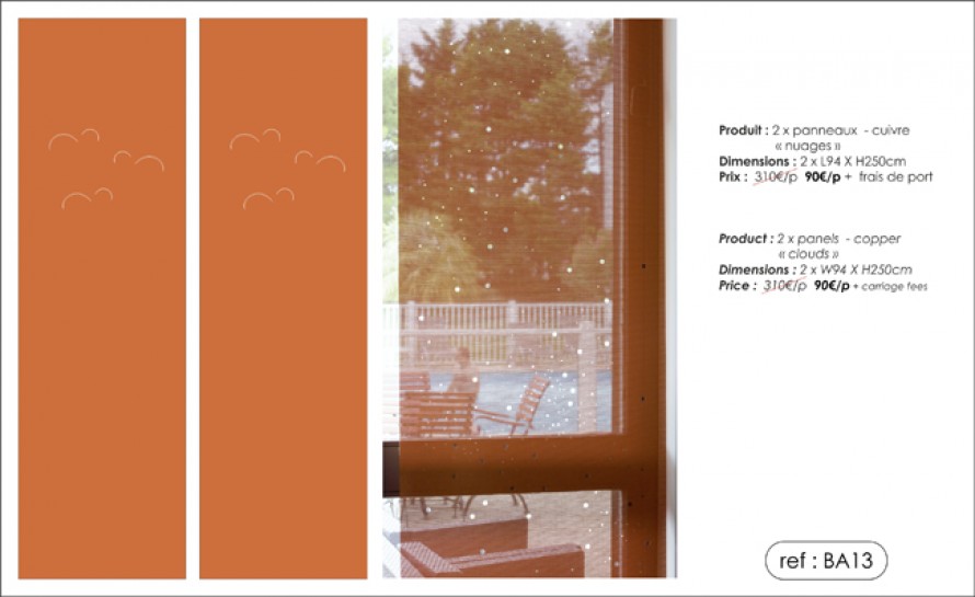 2 "clouds" panels in copper colour sun screen