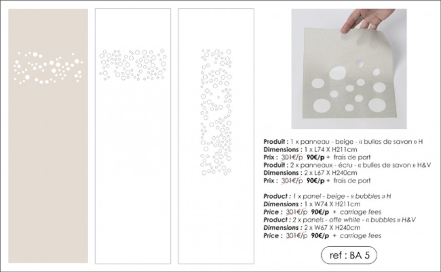 3 panneaux translucides - bulles de savon