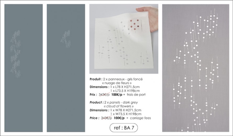 2 panneaux translucides - dessin "nuage de fleurs"