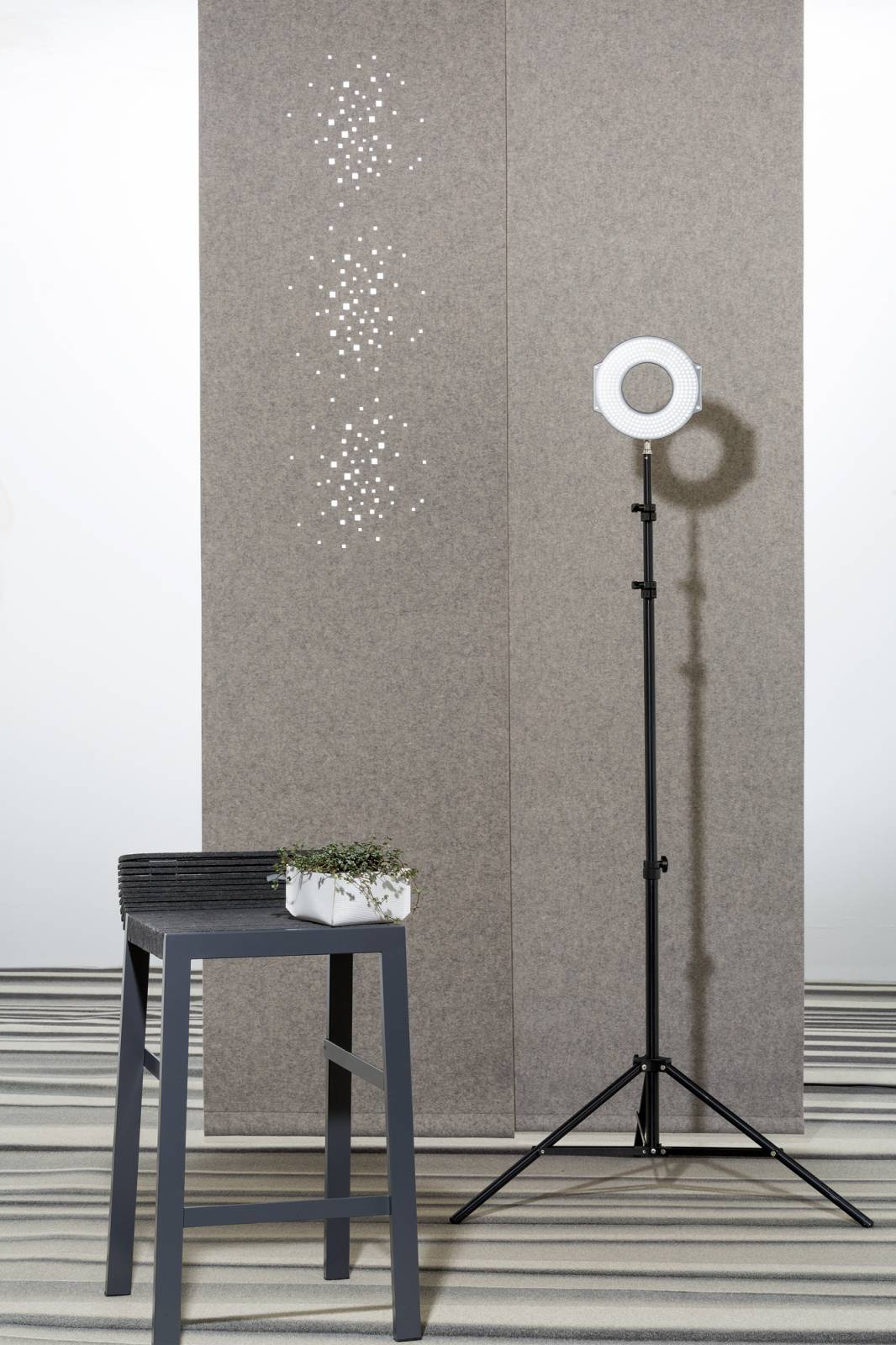 "Little windows" acoustic sliding panels