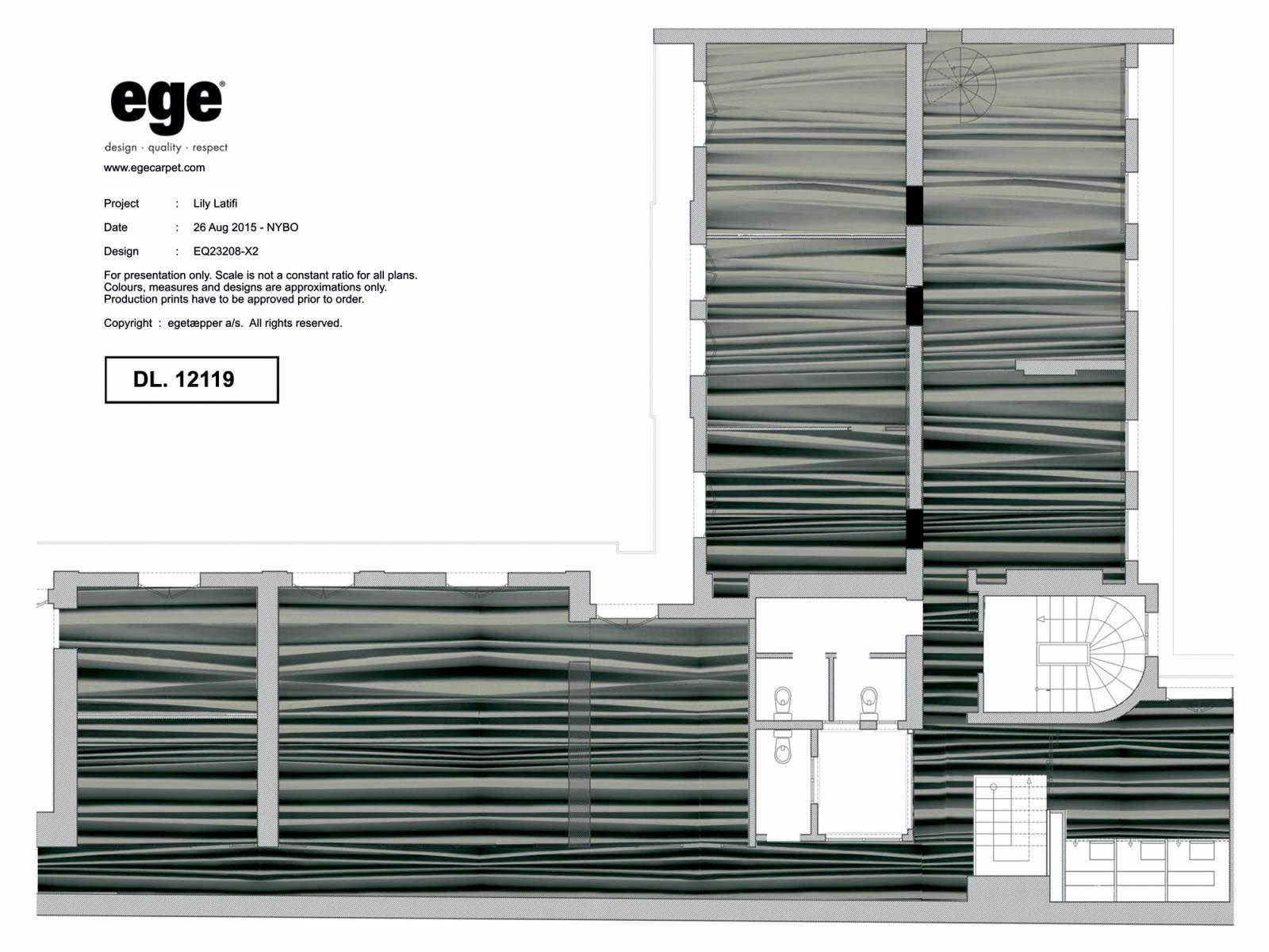 "Pleated" custom trompe l'oeil carpet - example 5