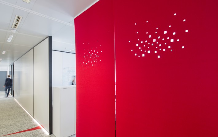 "City lights" acoustic sliding panel - example 6