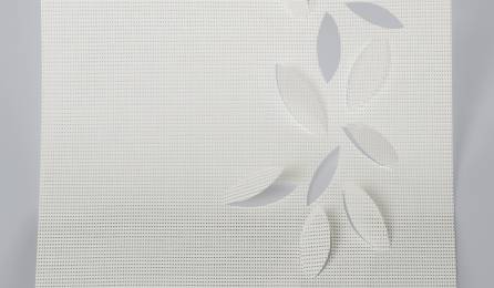 "Falling leaves" sun screen sliding panel fabric : 86 white