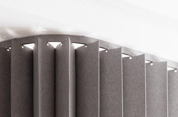 "namad" pleating panels in acoustic felt